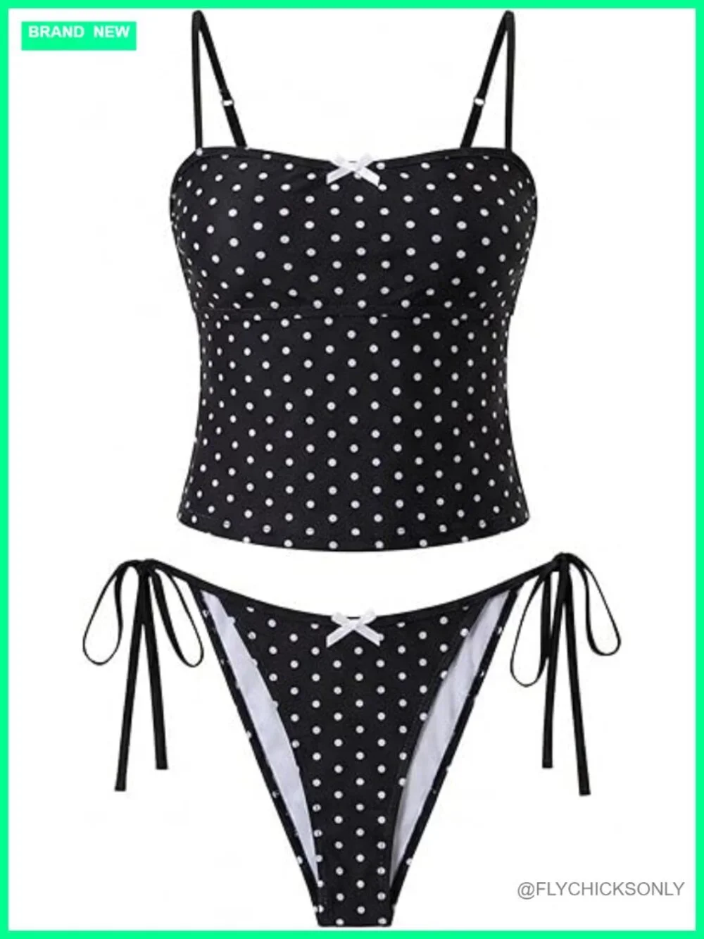 Open Back Tankini Set High Cut Side Tie Thong Bikini Swimwear